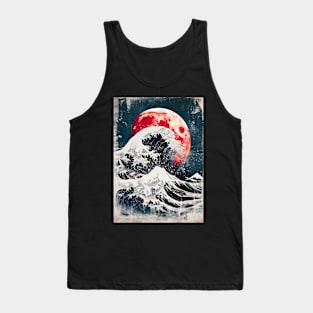 Great Wave in Red Moon Tank Top